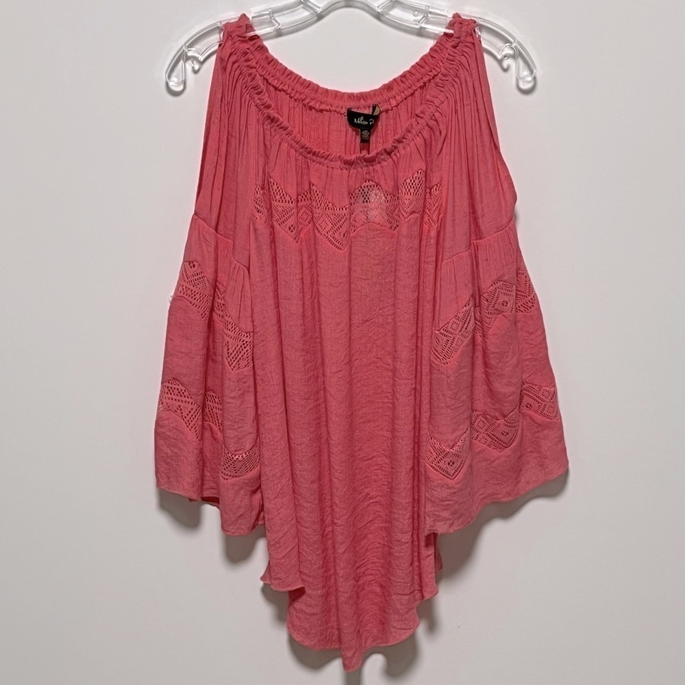 Melissa Paige coral reef Bohemian Cold
Shoulder Sleeves Lacy Detail Flowy Top